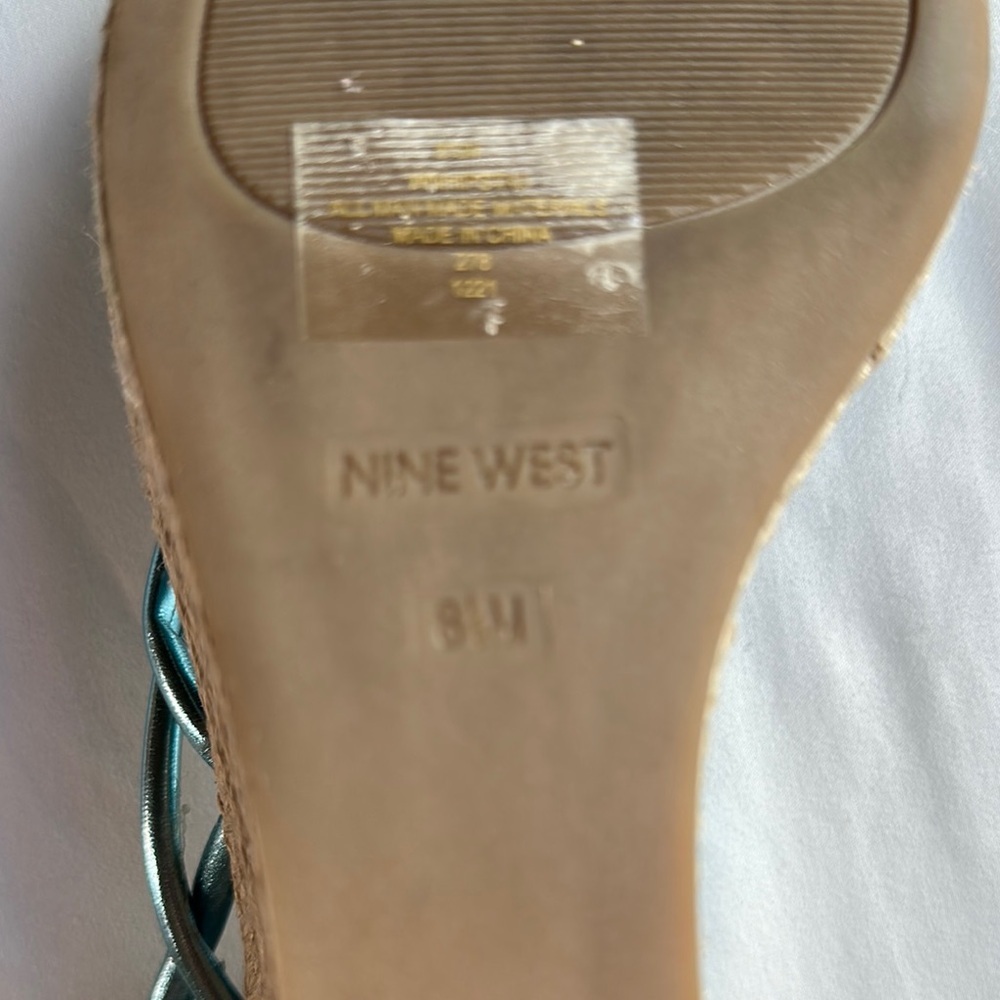 Nine West Shiny Blue Strappy Wedges - Picture 5 of 14